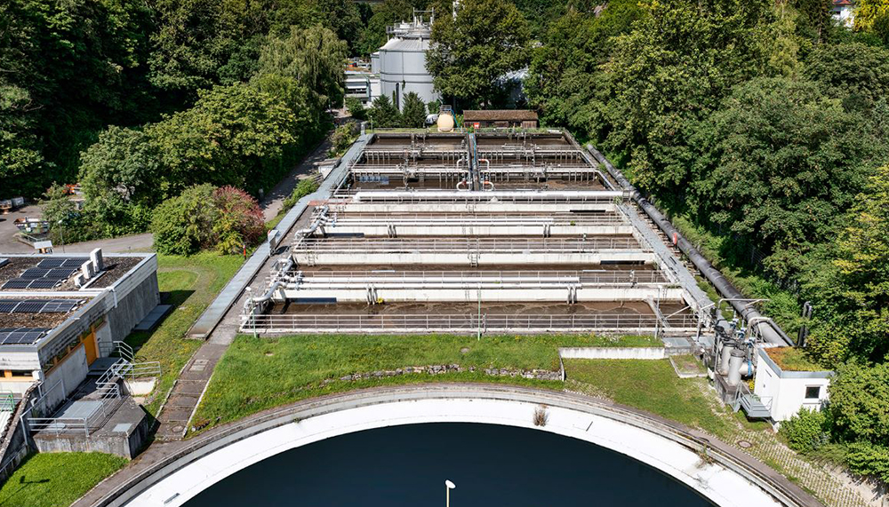 Bild von der Kläranlage in Stuttgart Möhringen.